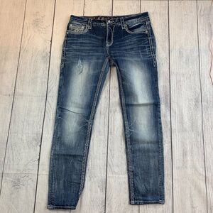 Rock Revival Jeans sz 31 Skinny Easy Cuff Inseam 30.5" Embellished Fay design